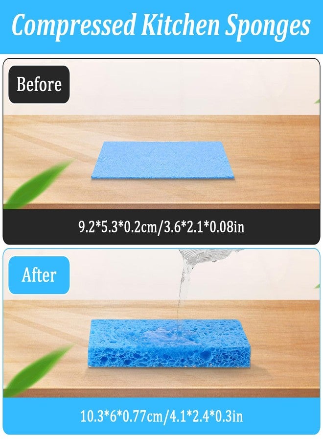 DOPENSPI 100 Pack Kitchen Sponge, 4.1 x 2.3 x 0.3 inch Natural Compressed Wood Pulp Fiber Colored Kitchen Dishes Cleaning Sponges Reusable for Home Bathroom Soft Washing Sponge - Image 2